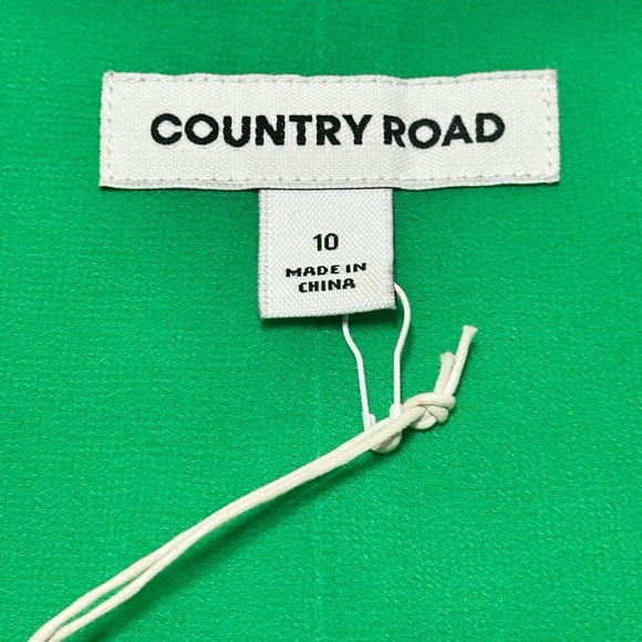 Country Road Australia 100% Silk Vibrant Green Apron Neck Midi Swing Sun Dress - Picture 2 of 10